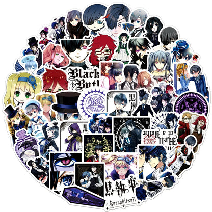 50PCS Cartoon Anime Kuroshitsuji Graffiti Sticker Luggage Laptop Guitar Bike Skateboard Waterproof Sticker