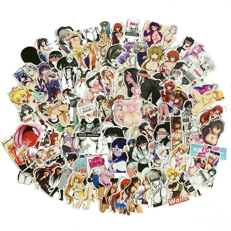50PCS cartoon and Japanese anime rabbit sexy character decorative style graffiti stickers, personalized, fashionable, creative and trendy DIY exquisite decorative decal cups, helmets, skateboard popular sticker toys