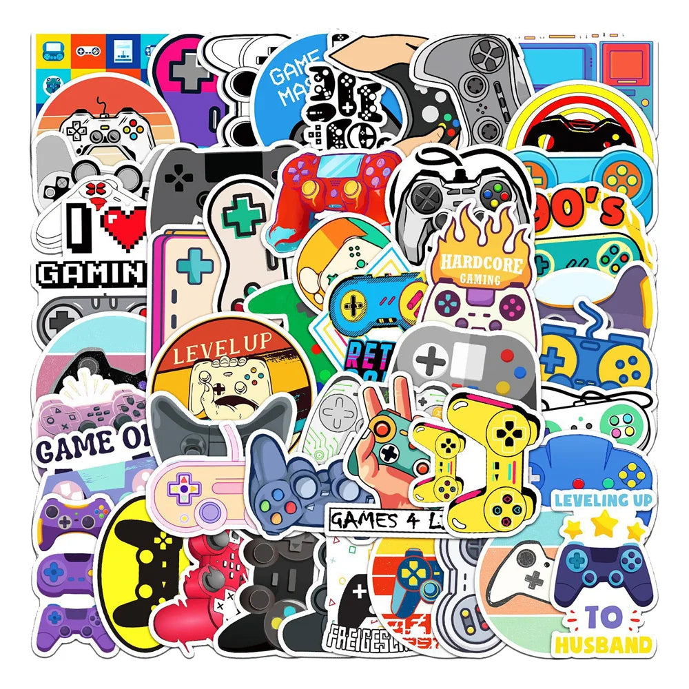 /50PCS Cartoon Gamepad Graffiti Children Stickers Luggage Mobile Phone Case Laptop Waterproof PVC Stickers