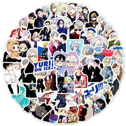 50PCS Anime Yuri on Ice Graffiti Sticker Laptop Skateboard Guitar Refrigerator Waterproof Decorative Sticker