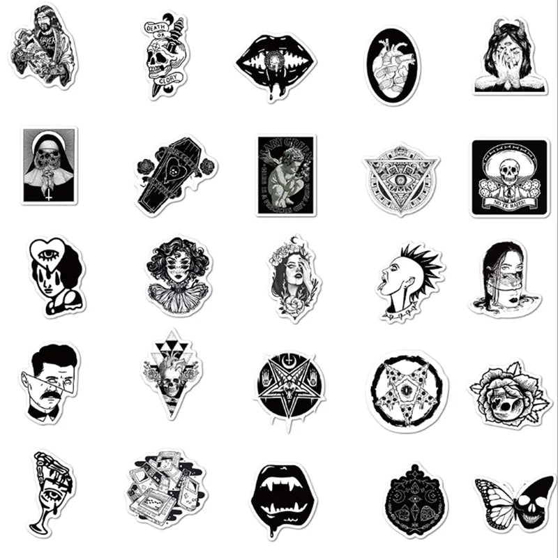 50PCS Gothic Sticker Motorcycle Phone Case Skateboard Luggage Waterproof Graffiti Sticker Toy