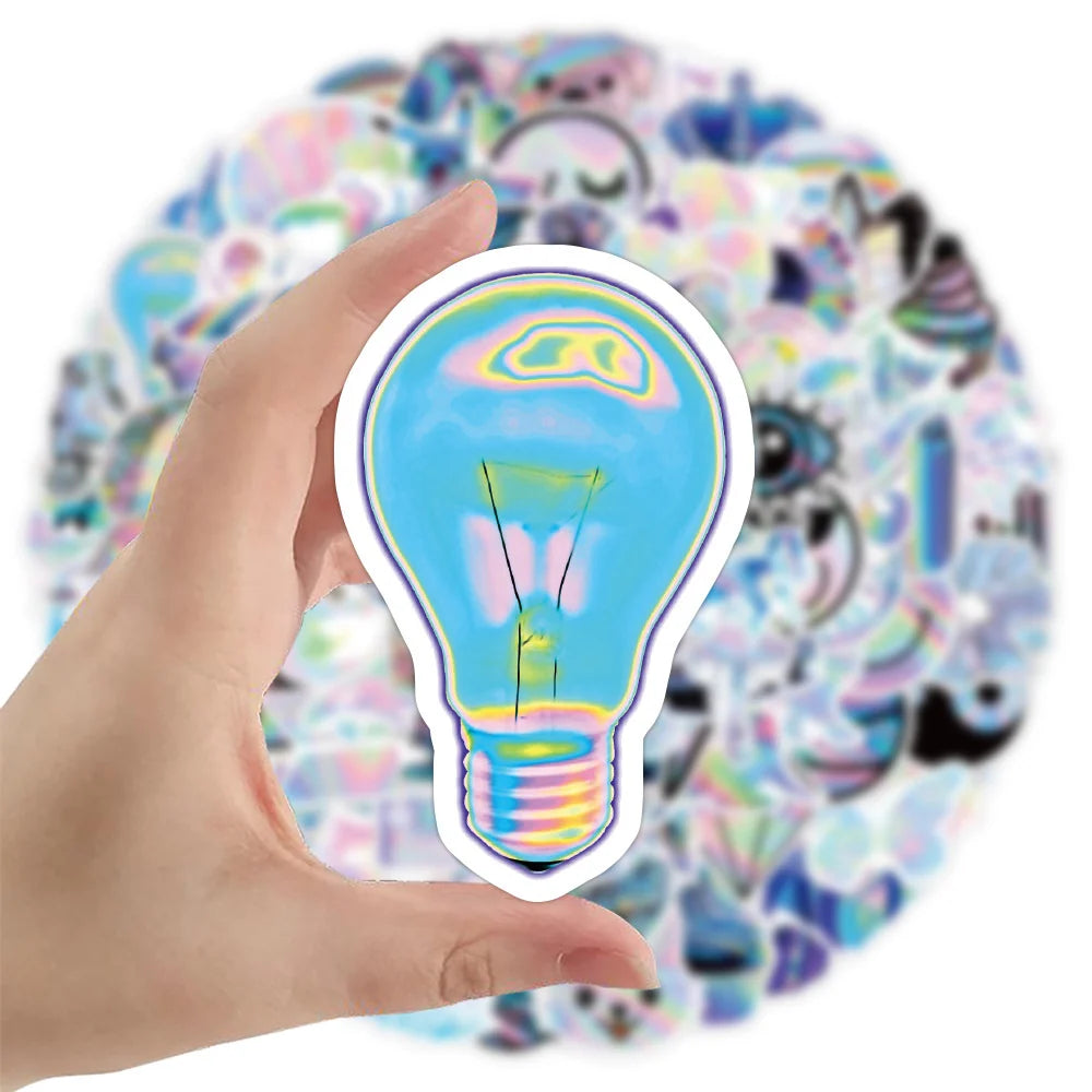 50pcs Holographic Series Graffiti Stickers Notebook Computer Skateboard Luggage Waterproof Stickers Customized
