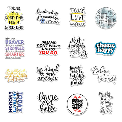 50PCS Black English Inspirational Phrase Graffiti Stickers Car Balance Car Luggage Decoration Stickers