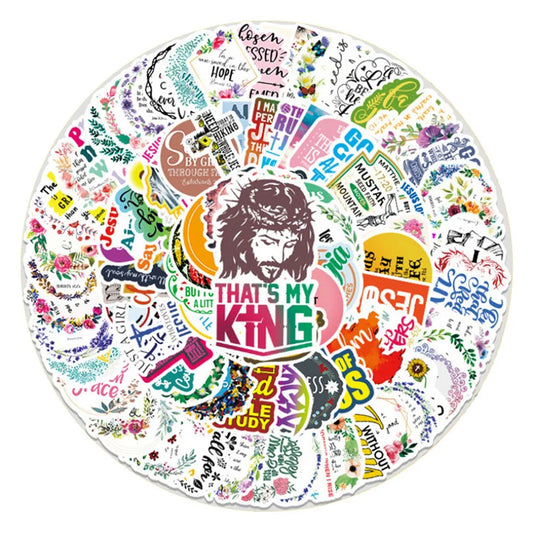 50PCS cartoon color Christian Bible faith decorative style graffiti stickers, personalized, fashionable and creative trend DIY exquisite decorative decal cups, helmets, skateboard popular sticker toys