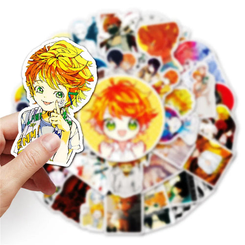 50PCS Anime promised Neverland Graffiti Laptop Skateboard Mobile Phone PVC Gift Toy Waterproof Sticker