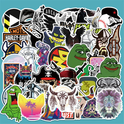 50 pieces of fashionable, alternative, trendy, rock - style graffiti stickers for laptop, suitcase, waterproof use, as well as guitar and helmet decoration