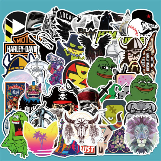 50 pieces of fashionable, alternative, trendy, rock - style graffiti stickers for laptop, suitcase, waterproof use, as well as guitar and helmet decoration
