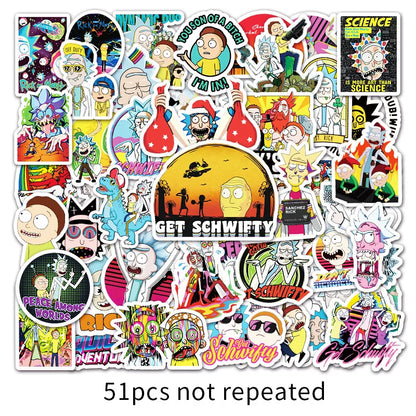 51pcs Cartoon Animation Rick and Morti Personalized DIY Decoration  Toy Waterproof Sticker