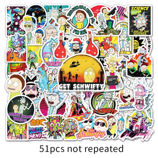 51pcs Cartoon Animation Rick and Morti Personalized DIY Decoration  Toy Waterproof Sticker