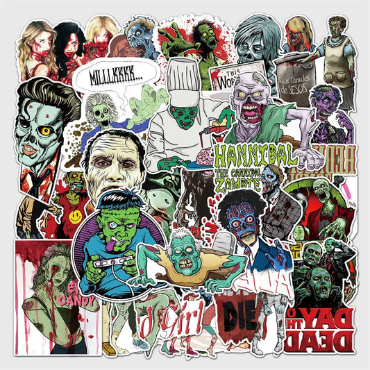50PCS Zombie Graffiti Sticker Personality Horror DIY Handbook Notebook Skateboard Luggage Sticker