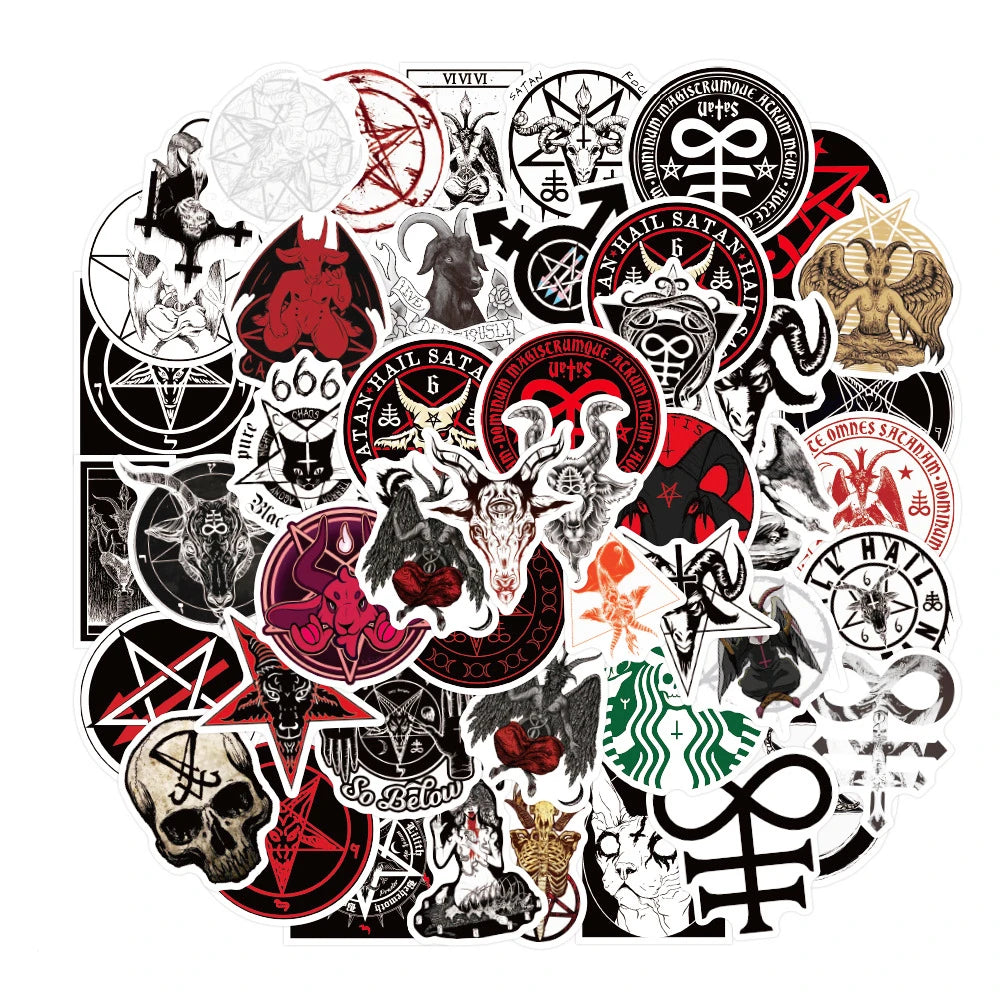 50pcs Creative Cartoon Non Repeating Satan Graffiti Decoration Luggage Compartment Guitar Waterproof Sticker