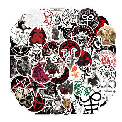 50pcs Creative Cartoon Non Repeating Satan Graffiti Decoration Luggage Compartment Guitar Waterproof Sticker