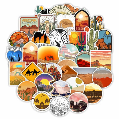 50PCS Desert Series Sticker Camping Camel Cactus Luggage Decoration Sticker