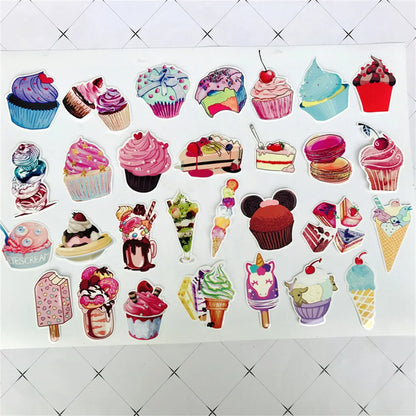 50PCS Cartoon Girl Heart Dessert Cake Baking Packaging Graffiti Sticker Notebook Trolley Box Scooter PVC Sticker