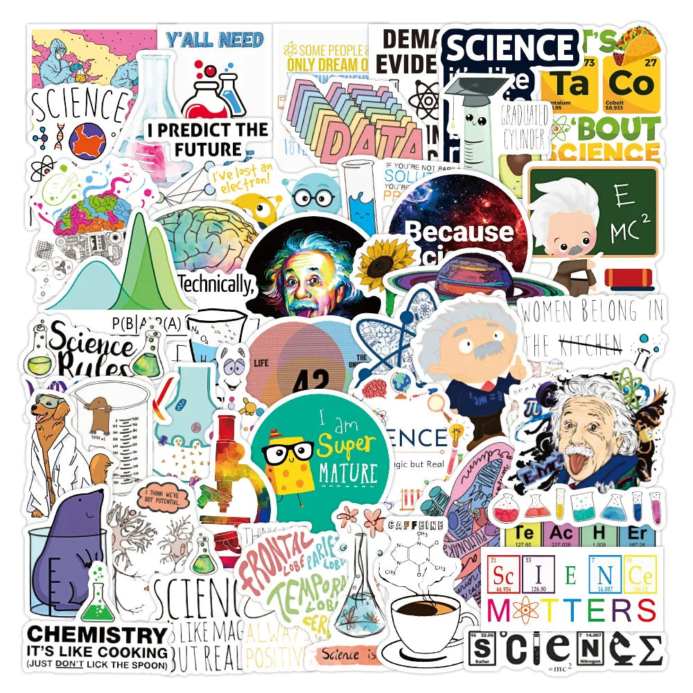50PCS New Scientific Chemistry Laboratory Graffiti Sticker Waterproof  Suitcase Notebook Skateboard Refrigerator