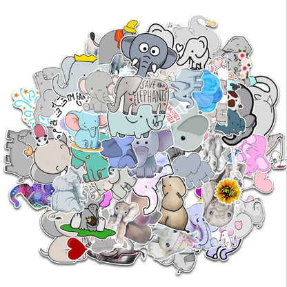50PCS cartoon cute elephant decorative style graffiti stickers, personalized, fashionable and creative DIY exquisite decorative decal cups, helmets, skateboard popular sticker toys