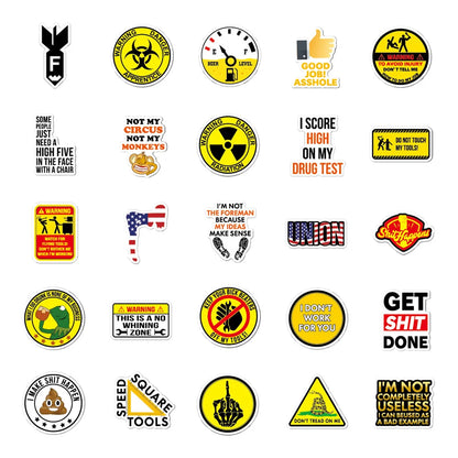 50PCS Helmet Sticker Motorcycle Helmet Toolbox Cartoon Graffiti Industrial Waterproof Sticker