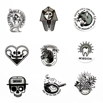 50 pieces of black and white creative Egyptian element pattern graffiti stickers, personalized DIY home decoration stickers for mobile phones, laptops, notebooks, suitcases and refrigerators, toys
