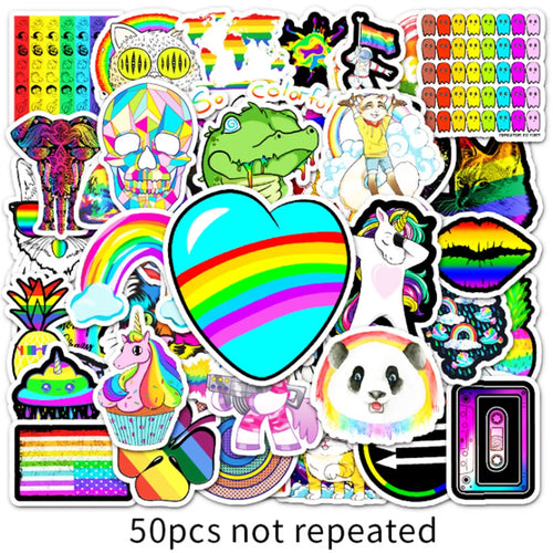 50 pieces of personalized cartoon colorful cute cat scooter graffiti decorative luggage guitar waterproof stickers toys