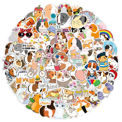 50PCS cartoon cute little pet hamster decorative style graffiti stickers, personalized, fashionable and creative trend DIY exquisite decorative decal cups, helmets, skateboard popular sticker toys
