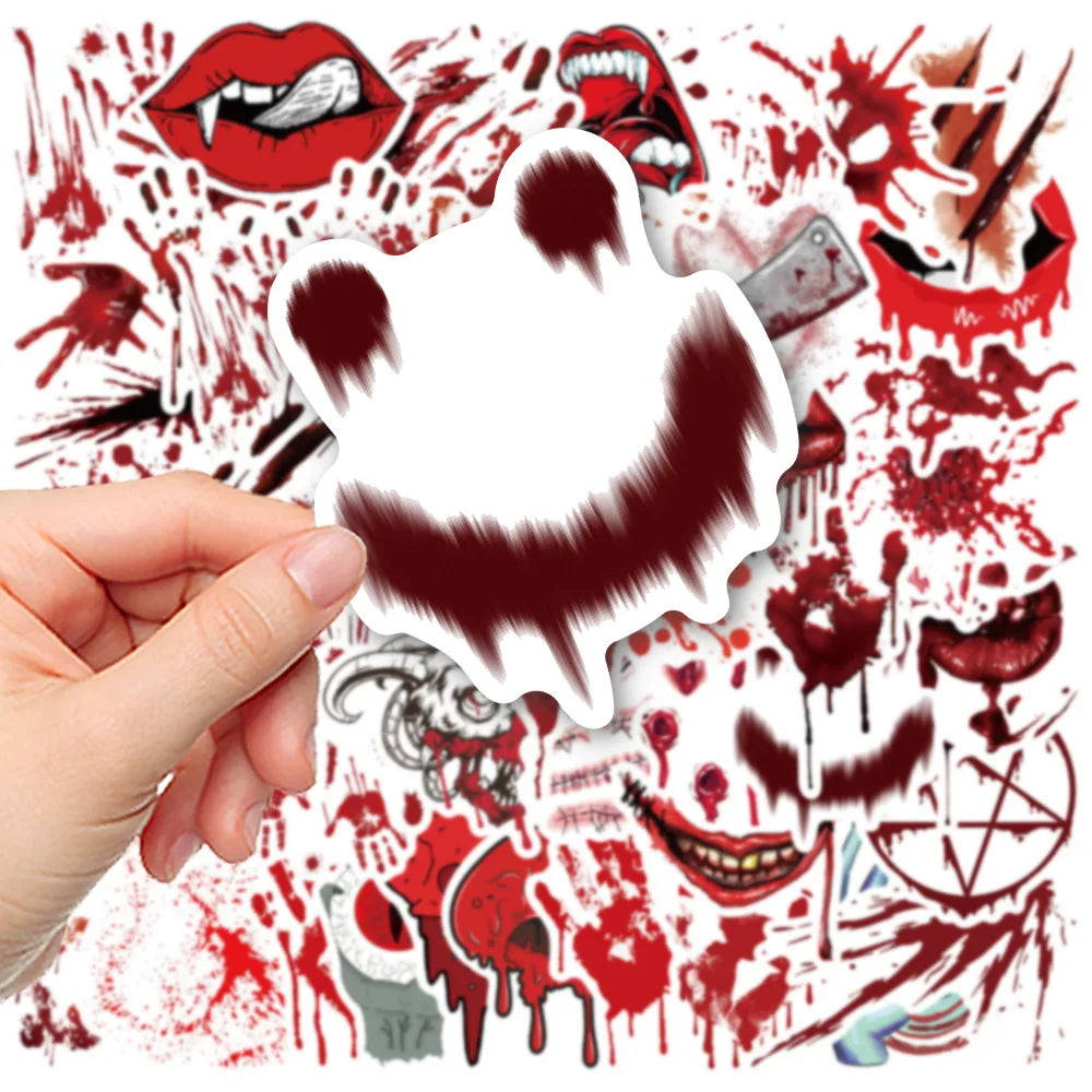 48PCS Red Blood Terror Personality Decoration Graffiti Waterproof Sticker Notebook Water Cup Refrigerator Helmet