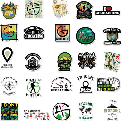 50PCS Geocaching Series Geographic Graffiti Waterproof Sticker Suitcase Notebook Refrigerator Skateboard WaterCup