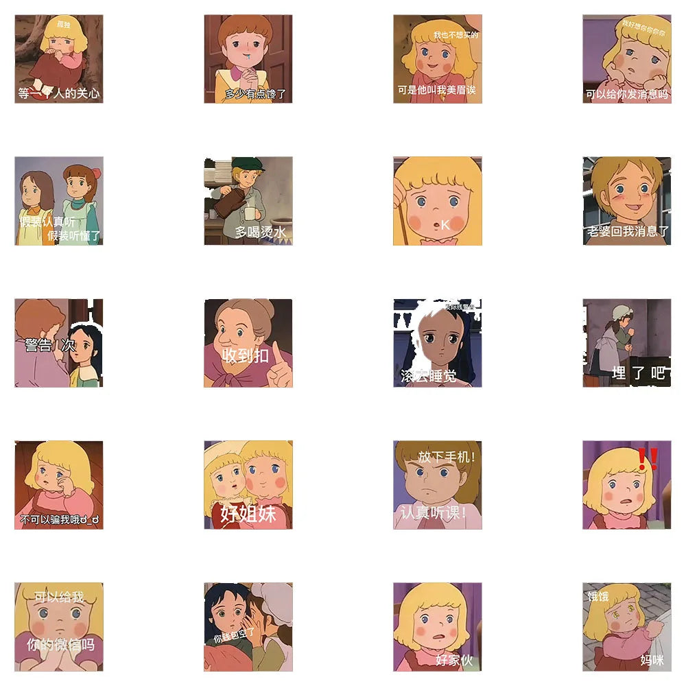 50PCS  CartoonPrincess Sarah Expression Pack Personality Decoration Graffiti Waterproof Sticker Skateboard Helmet