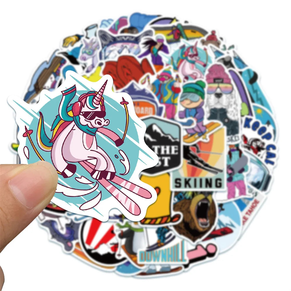 50PCS Cartoon Outdoor Ski Sports Skateboard Graffiti Stickers Notebook Guitar Cup Graffiti Decoration Toys