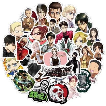 50PCS Anime Attacking Giant Graffiti Helmet Sticker Notebook Guitar Skateboard Mobile Toy Cartoon PVC Sticker