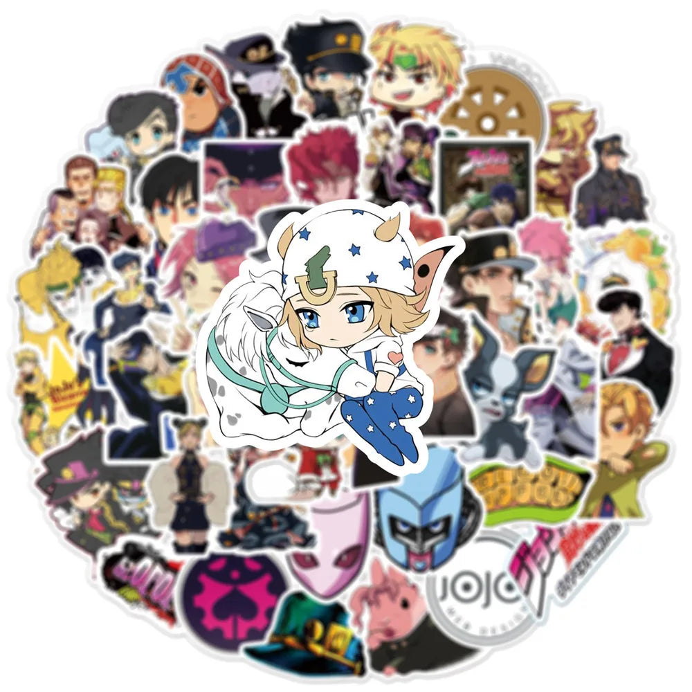 50PCS Cartoon JOJO's Bizarre Adventure Anime Graffiti Sticker Notebook Guitar Bike Skateboard Waterproof Sticker