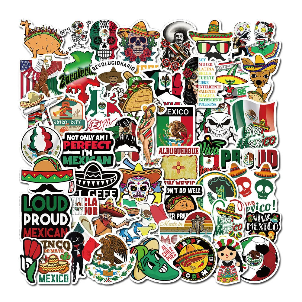 50PCS Mexican Style Personalized Graffiti Laptop Luggage Guitar Toy Decoration Sticker