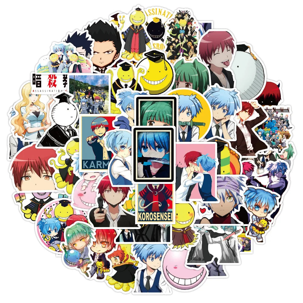 50PCS cartoon and anime assassination classroom graffiti stickers, personalized DIY luggage, laptop, scooter, water cup, waterproof decorative sticker toys