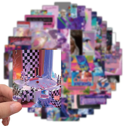 50PCS cartoon-style Vaporwave girl decorative graffiti stickers, personalized, fashionable and creative DIY exquisite decorative decal cups, helmets, skateboard popular sticker toys