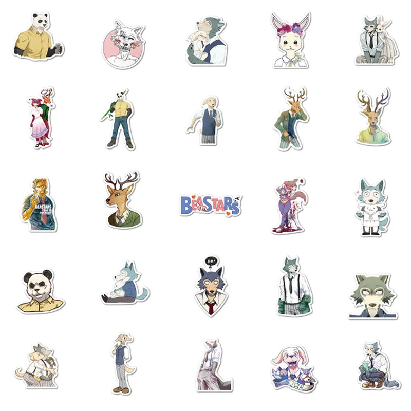 50PCS  Animal Rhapsody Character Graffiti Mobile Phone Case Skateboard Luggage Waterproof Sticker Toy Decoration