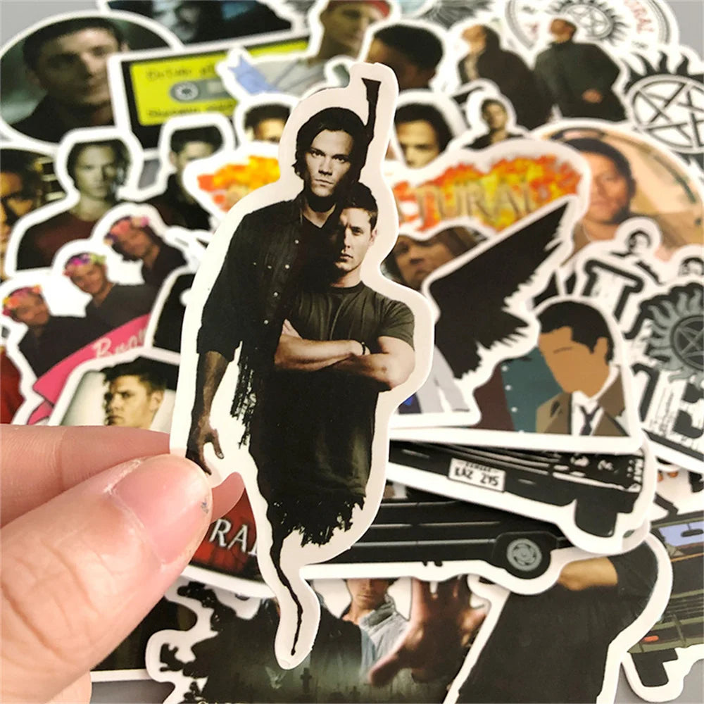 50 pieces of supernatural graffiti stickers for popular American TV series, personalized DIY luggage, laptop, guitar, bicycle and skateboard decorative stickers