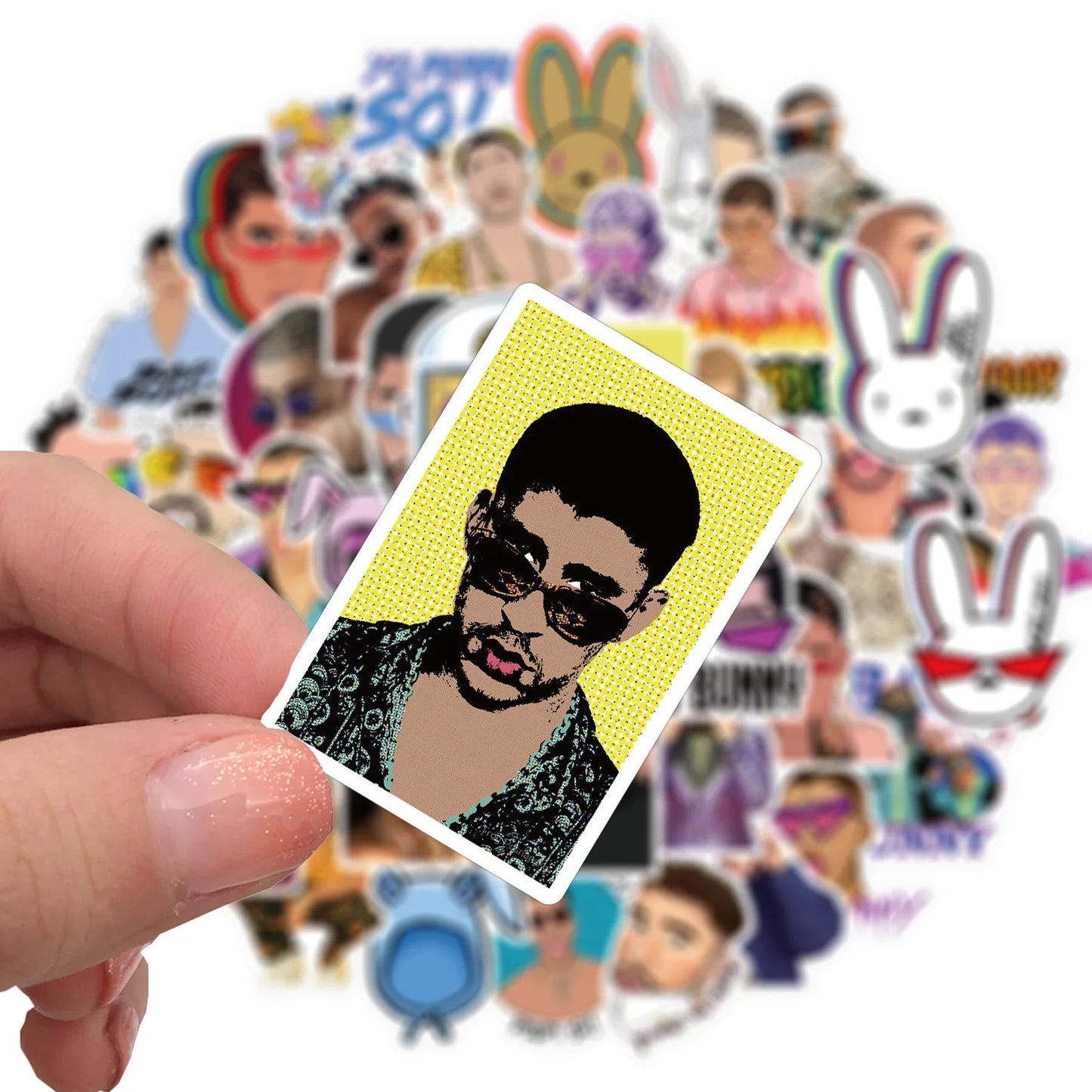 50PCS New Puerto Rican Singer Bad Bunny Graffiti Waterproof Sticker Suitcase Notebook Mobile Phone Skate board Helmet