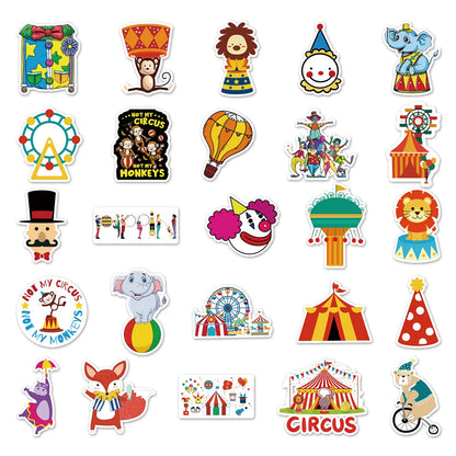 50PCS Circus Graffiti Sticker Cartoon Cute Paradise DIY Skateboard Water Cup Luggage Sticker