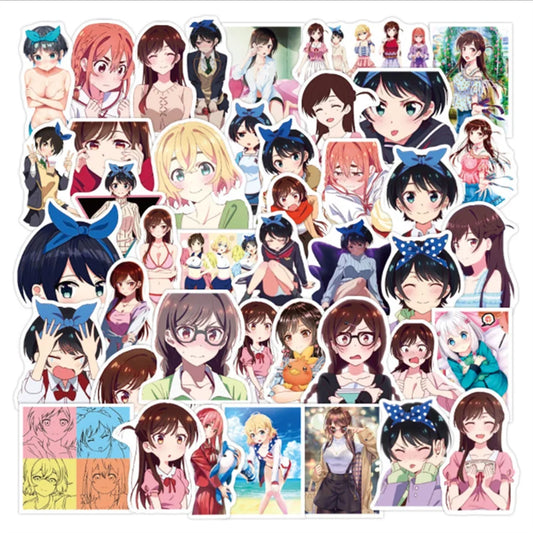 50PCS Japanese Anime Rental Girlfriend Graffiti Stickers Notebook Refrigerator Guitar Waterproof Decoration Toys