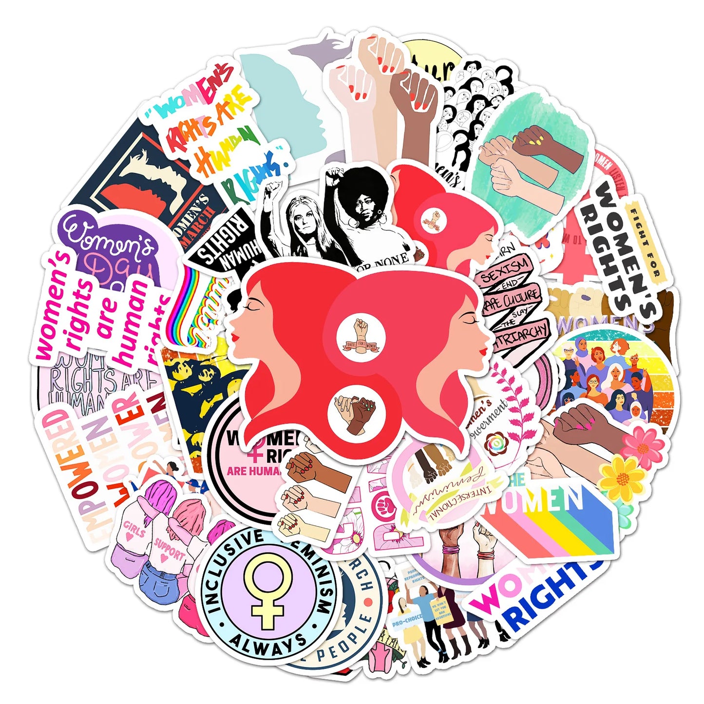 50PCS New Feminist Cartoon Graffiti Waterproof Sticker Suitcase Notebook Refrigerator Skateboard Water Cup Helmet