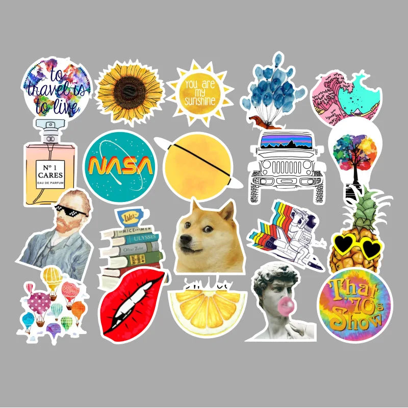 50PCS New Fresh Summer Graffiti Stickers Trolley Case Car Computer Refrigerator Waterproof Stickers