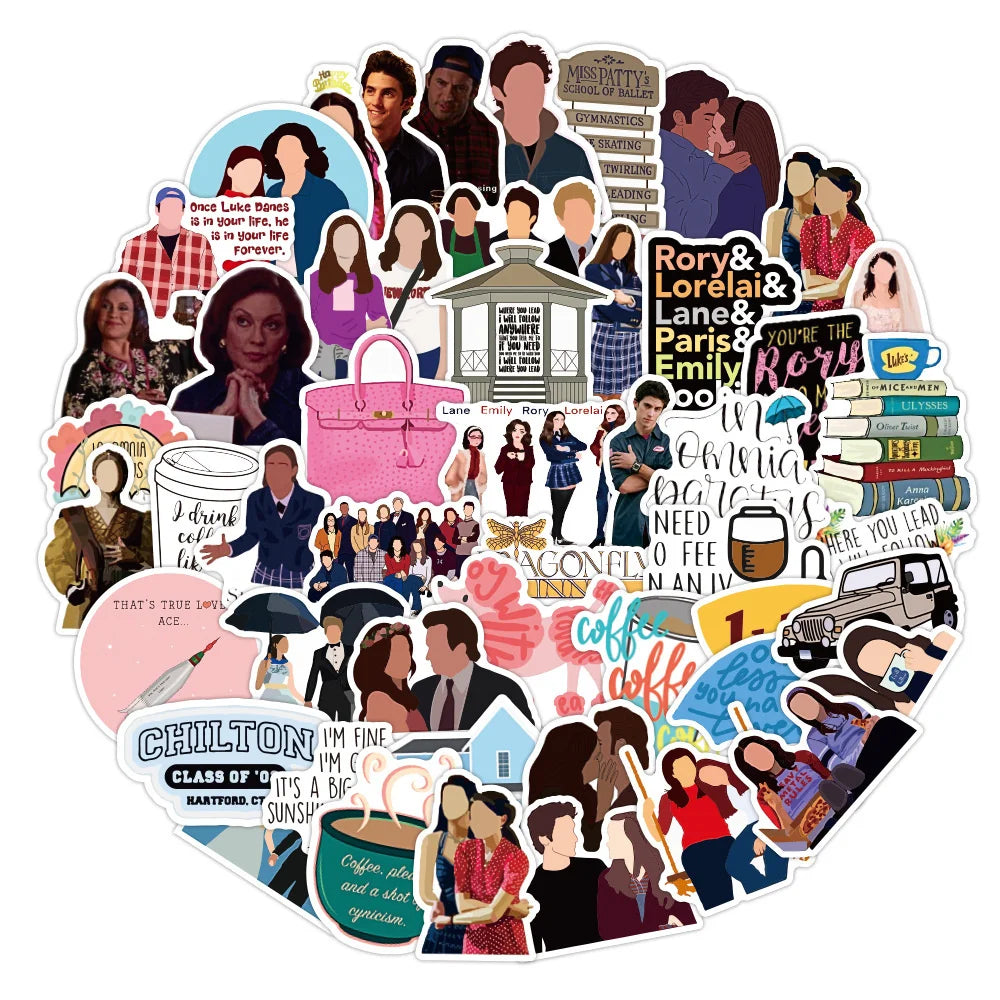 50PCS Cartoon Kiwi Girl Gilmore Girls Graffiti Sticker Waterproof Suitcase Notebook Refrigerator Water Cup Sticker