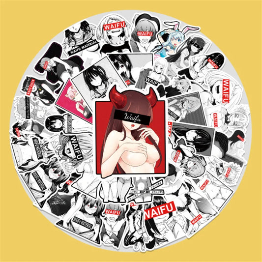 50PCS Girl Cartoon Sexy Graffiti Stickers Laptop Suitcase Waterproof Guitar Decoration Toys Wholesale