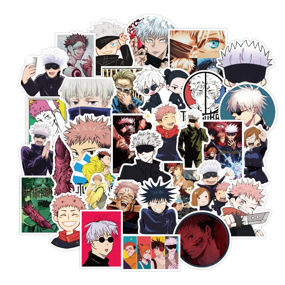50PCS cartoon Japanese animation Jujutsu Kaisen series graffiti stickers, personalized PVC waterproof decorative stickers, suitable for water cups, laptops, phone cases, luggage decoration stickers and toys