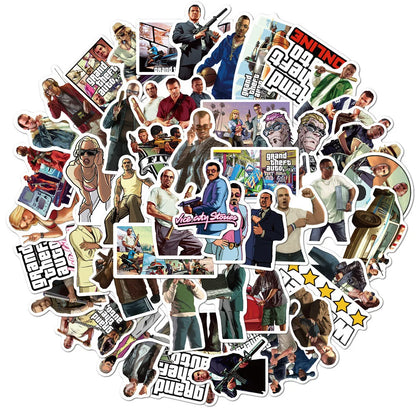 50PCS Action Game Grand Theft Auto Graffiti Waterproof Sticker Suitcase Notebook Skateboard Refrigerator WaterCup