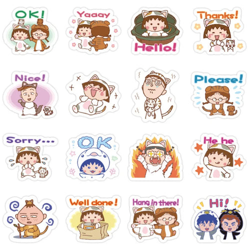 50PCS Cute Animation Character Cherry Maruko Comic Cartoon Doodle Notebook Waterproof Sticker Car Doodle