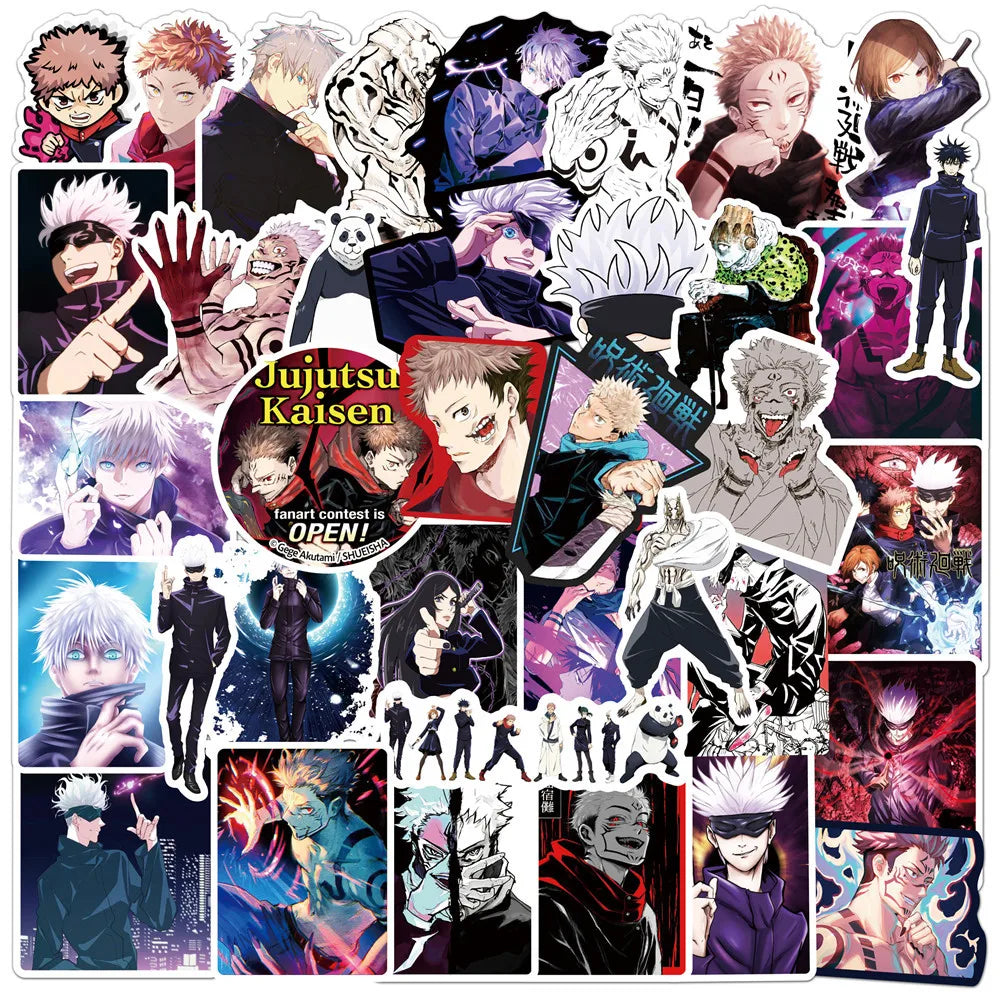 50PCS cartoon animation spell return battle graffiti stickers, personalized DIY luggage laptop waterproof decorative sticker toys
