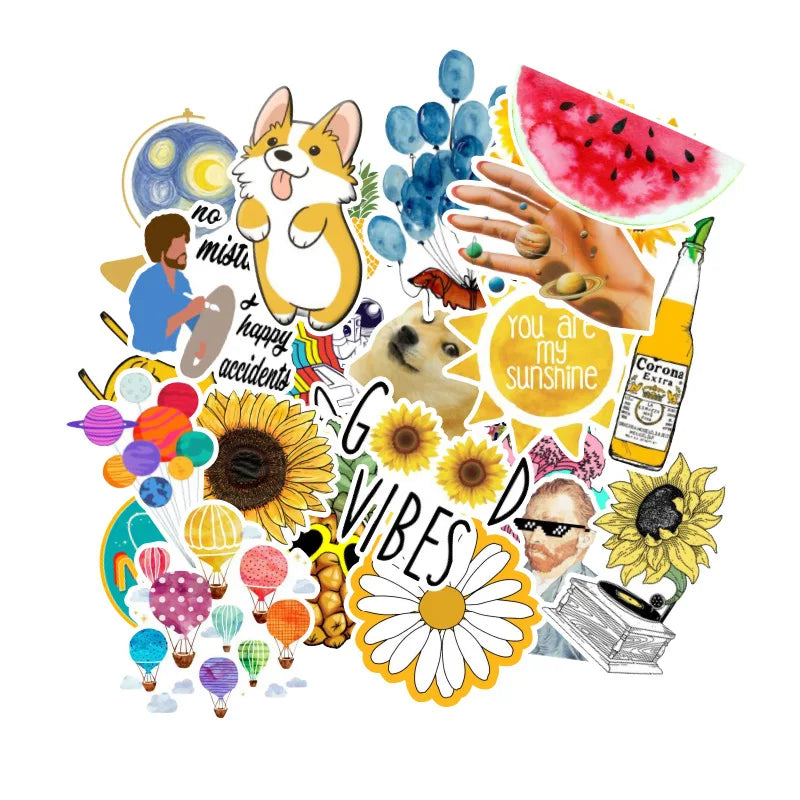 50PCS New Fresh Summer Graffiti Stickers Trolley Case Car Computer Refrigerator Waterproof Stickers