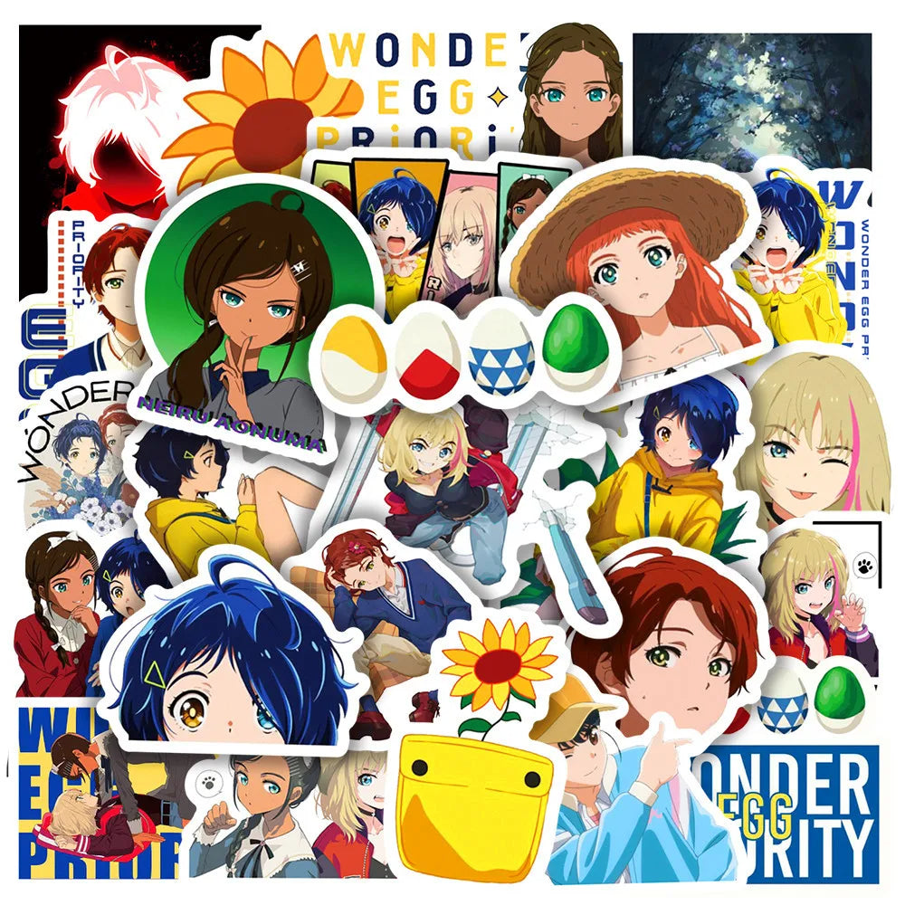 50PCS Cartoon Anime WONDER EGG PRIORITY Sticker DIY Skateboard Graffiti Waterproof Laptop Toy Sticker