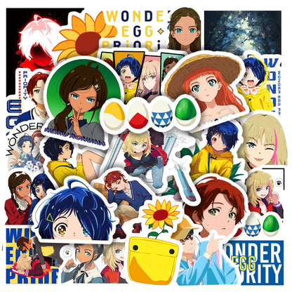 50PCS Cartoon Anime WONDER EGG PRIORITY Sticker DIY Skateboard Graffiti Waterproof Laptop Toy Sticker