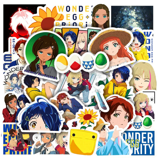 50PCS Cartoon Anime WONDER EGG PRIORITY Sticker DIY Skateboard Graffiti Waterproof Laptop Toy Sticker